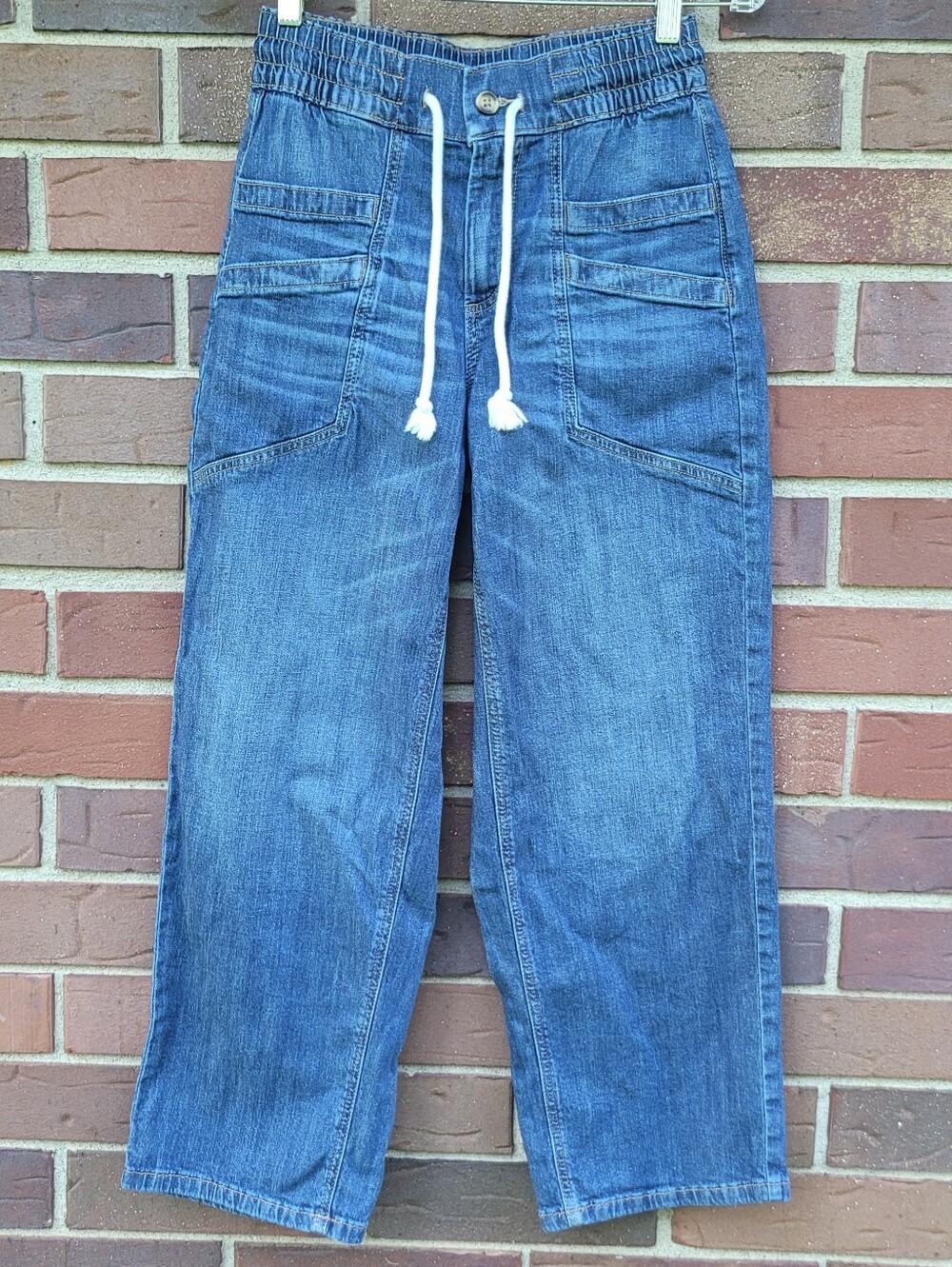 Sonoma Paperbag Denim Jeans Petite Extra Small Elastic Waistband Measures 26x26